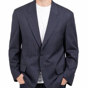 VTG Valentino Wool Pinstripe Blazer 42S Navy Blue Made in Italy Designer Jacket